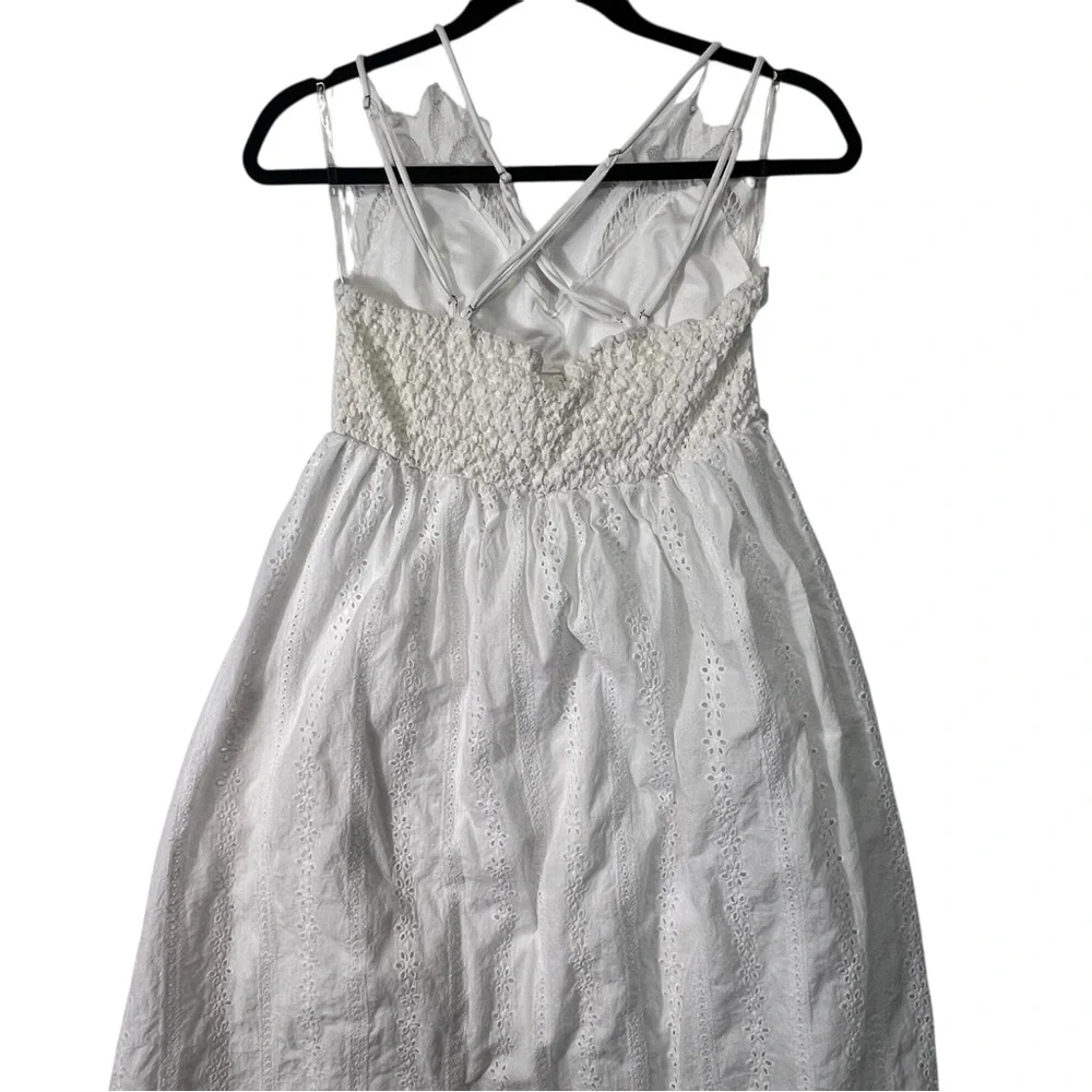 Large Three bird nest white lace bohemian dress work pockets - Picture 9 of 13